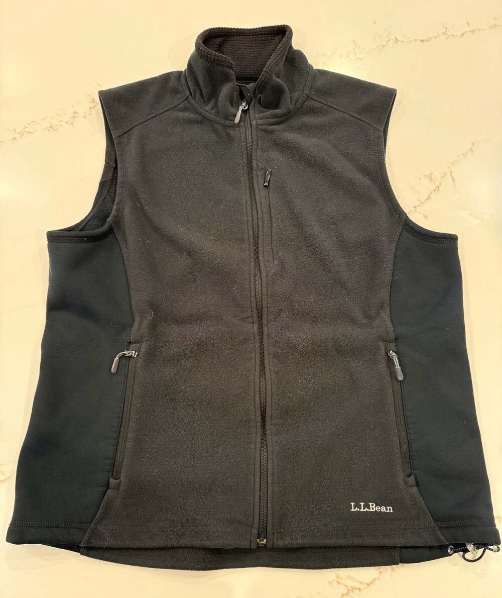 L.L. Bean Women's Fleece Hybrid Full-Zip Vest, Black, XL